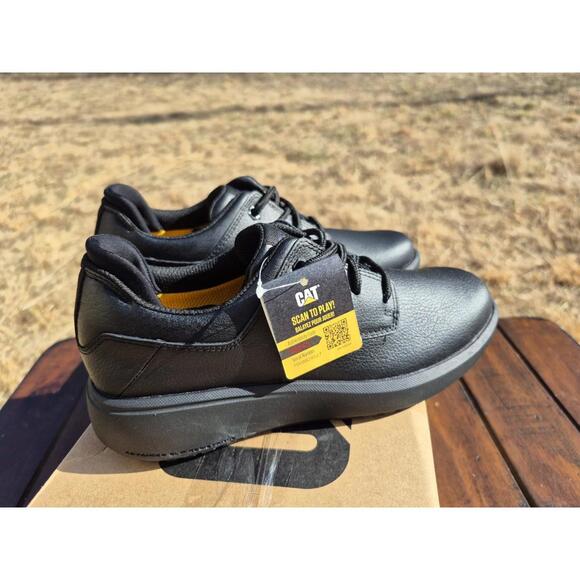 Cat Footwear Women's Prorush Sr+ Oxford Food Service Work Shoes Black Leather 5 - Picture 3 of 9